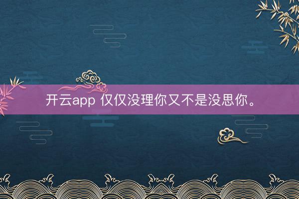 开云app 仅仅没理你又不是没思你。