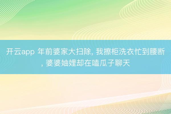 开云app 年前婆家大扫除, 我擦柜洗衣忙到腰断, 婆婆妯娌却在嗑瓜子聊天