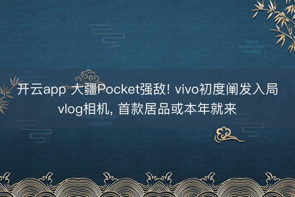 开云app 大疆Pocket强敌! vivo初度阐发入局vlog相机, 首款居品或本年就来