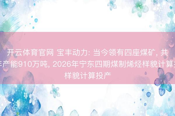 开云体育官网 宝丰动力: 当今领有四座煤矿, 共计年产能910万吨, 2026年宁东四期煤制烯烃样貌计算投产