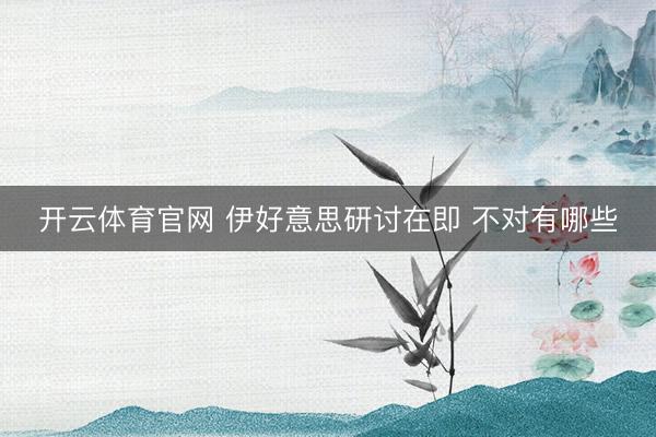 开云体育官网 伊好意思研讨在即 不对有哪些