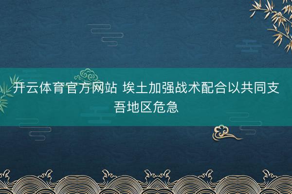 开云体育官方网站 埃土加强战术配合以共同支吾地区危急
