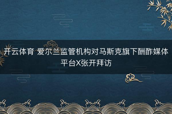 开云体育 爱尔兰监管机构对马斯克旗下酬酢媒体平台X张开拜访