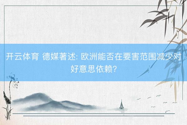 开云体育 德媒著述: 欧洲能否在要害范围减少对好意思依赖?