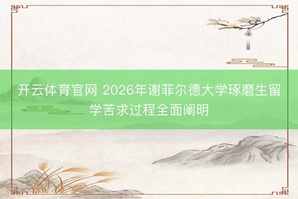 开云体育官网 2026年谢菲尔德大学琢磨生留学苦求过程全面阐明