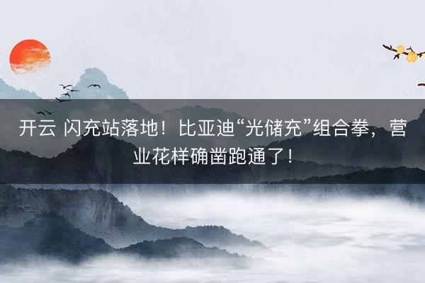 开云 闪充站落地!比亚迪“光储充”组合拳,营业花样确凿跑通了!