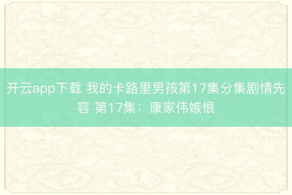 开云app下载 我的卡路里男孩第17集分集剧情先容 第17集：康家伟嫉恨