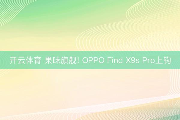 开云体育 果味旗舰! OPPO Find X9s Pro上钩