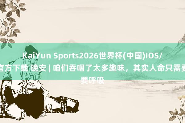 KaiYun Sports2026世界杯(中国)IOS/安卓官方下载 晚安 | 咱们吞咽了太多趣味，其实人命只需要呼吸