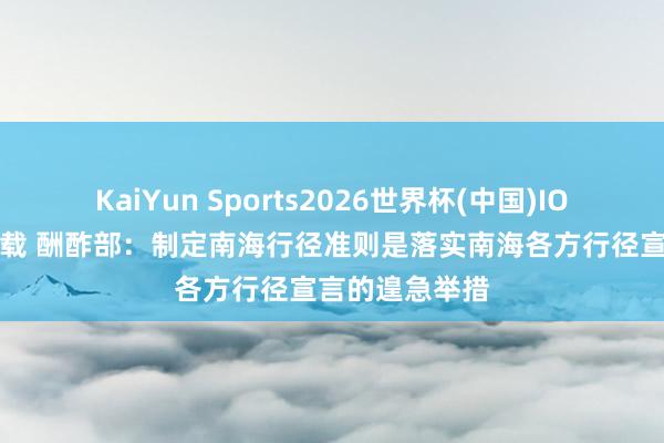 KaiYun Sports2026世界杯(中国)IOS/安卓官方下载 酬酢部：制定南海行径准则是落实南海各方行径宣言的遑急举措