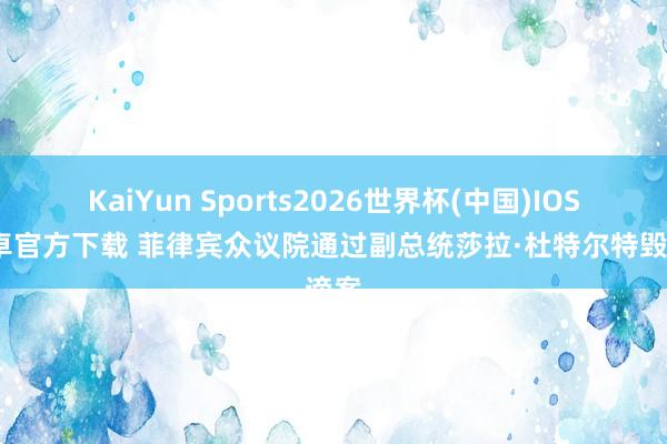 KaiYun Sports2026世界杯(中国)IOS/安卓官方下载 菲律宾众议院通过副总统莎拉·杜特尔特毁谤案