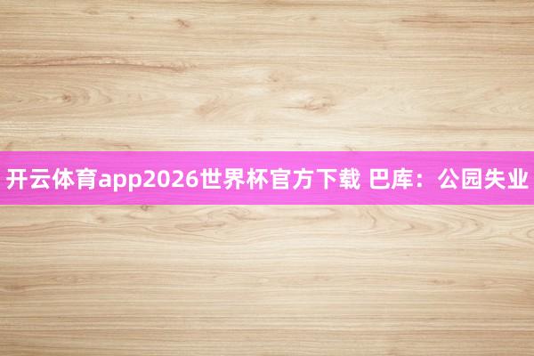 开云体育app2026世界杯官方下载 巴库：公园失业