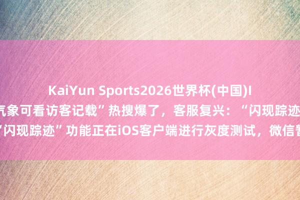 KaiYun Sports2026世界杯(中国)IOS/安卓官方下载 “微信气象可看访客记载”热搜爆了，客服复兴：“闪现踪迹”功能正在iOS客户端进行灰度测试，微信暂无查询访客功能