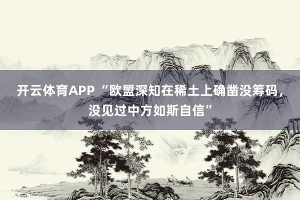 开云体育APP “欧盟深知在稀土上确凿没筹码，没见过中方如斯自信”