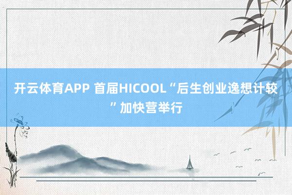 开云体育APP 首届HICOOL“后生创业逸想计较”加快营举行