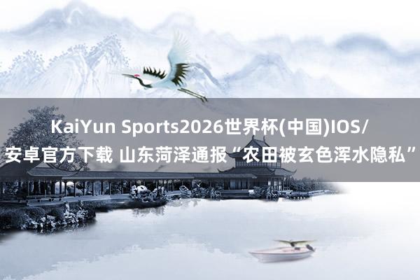 KaiYun Sports2026世界杯(中国)IOS/安卓官方下载 山东菏泽通报“农田被玄色浑水隐私”