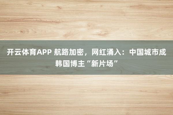 开云体育APP 航路加密，网红涌入：中国城市成韩国博主“新片场”