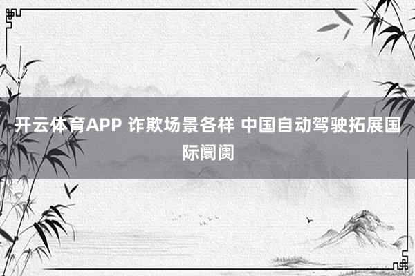 开云体育APP 诈欺场景各样 中国自动驾驶拓展国际阛阓