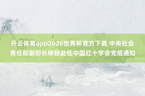 开云体育app2026世界杯官方下载 中央社会责任部副部长柳拯赴任中国红十字会党组通知