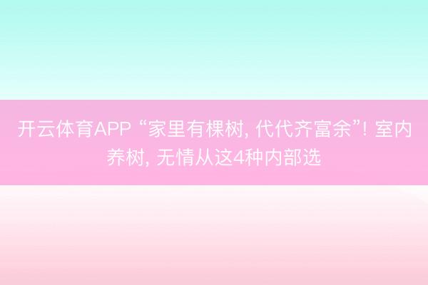开云体育APP “家里有棵树， 代代齐富余”! 室内养树， 无情从这4种内部选