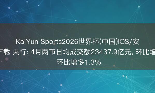KaiYun Sports2026世界杯(中国)IOS/安卓官方下载 央行: 4月两市日均成交额23437.9亿元， 环比增多1.3%