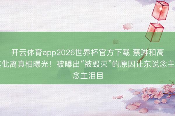 开云体育app2026世界杯官方下载 蔡琳和高梓淇仳离真相曝光！被曝出“被毁灭”的原因让东说念主泪目
