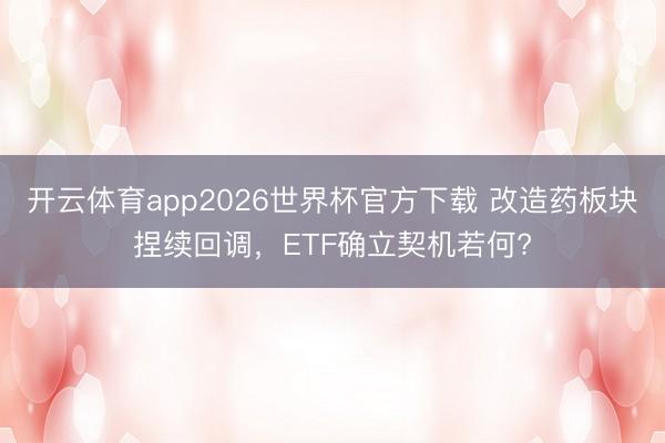 开云体育app2026世界杯官方下载 改造药板块捏续回调，ETF确立契机若何?